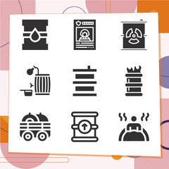 Simple set of 9 icons related to shook