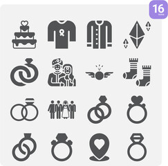 Simple set of dresses related filled icons.