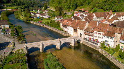 Cité médiévale de St-Ursanne, Clos du Doubs, Jura (Suisse)