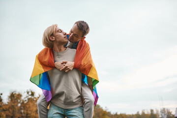 Gay couple outdoors