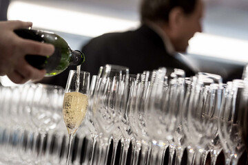Champagne poured at a reception
