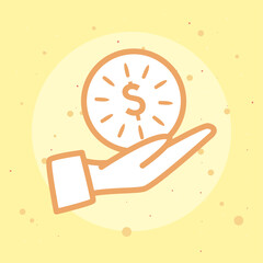 dollar hand with dollar coin line style icon vector design