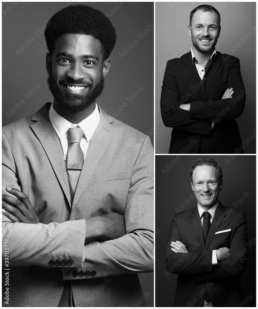 Poster Group of beautiful man in front of a background