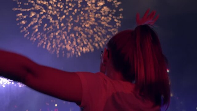 Girl Watching Fireworks