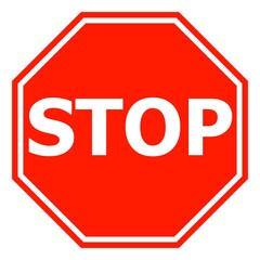 Vector illustration of isolated stop sign, on white background. Simple flat style.