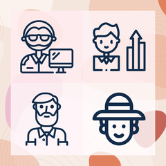 Simple set of subordinate related lineal icons