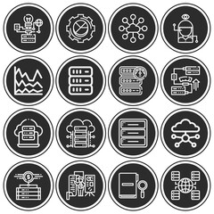 16 pack of big data  lineal web icons set
