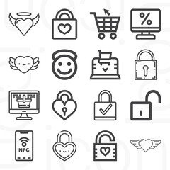 16 pack of wesley  lineal web icons set