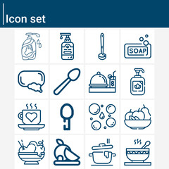 Simple set of soup related lineal icons.