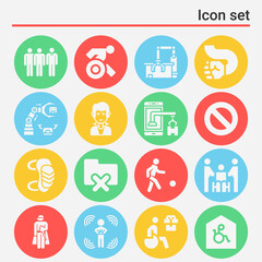 16 pack of elbow filled web icons set