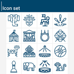 Simple set of elephant related lineal icons.