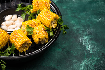 Grilled corn. Summer vegan food
