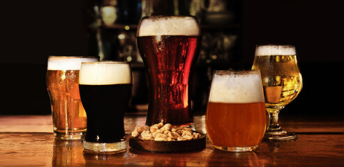 Still life of beers of different colors