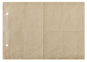Old paper sheet isolated white background