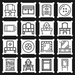 16 pack of reduced  lineal web icons set