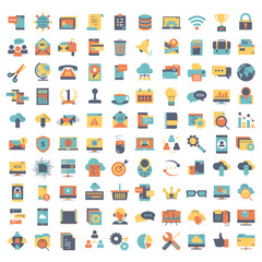 Fototapeta premium Business and technology icon set for websites and mobile applications. Flat vector illustration