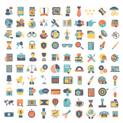Business and technology icon set for websites and mobile applications. Flat vector illustration
