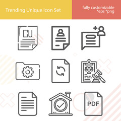Simple set of charter related lineal icons.