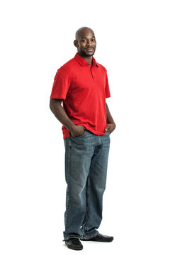 Full Length Handsome Black Man Portrait isolated on a white background