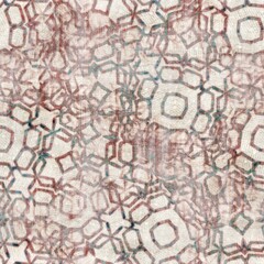 Seamless old aged tapestry rug kilim pattern. High quality illustration. Sun bleached red, burnt orange, and turquoise blue colored vintage Turkish style rug design. Antique carpet graphic design.