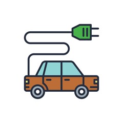 Electric car icon isolated on white background. Vector illustration.