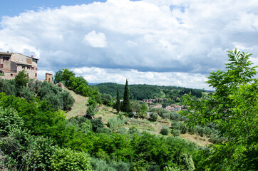 Fototapeta na wymiar Beautiful landscape, hills and horizon in Italy, Tuscany