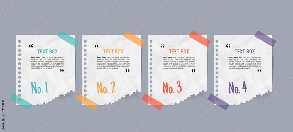 Poster text box design with note papers.