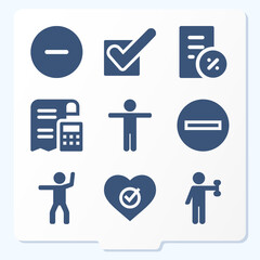 Simple set of 9 icons related to veto