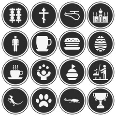 16 pack of traditional  filled web icons set