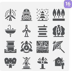 Simple set of geographical area related filled icons.