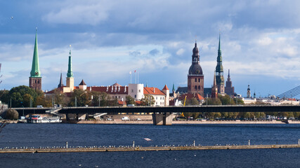 Obraz premium panorama of Riga, old town. Latvian