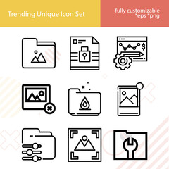 Simple set of blue book related lineal icons.