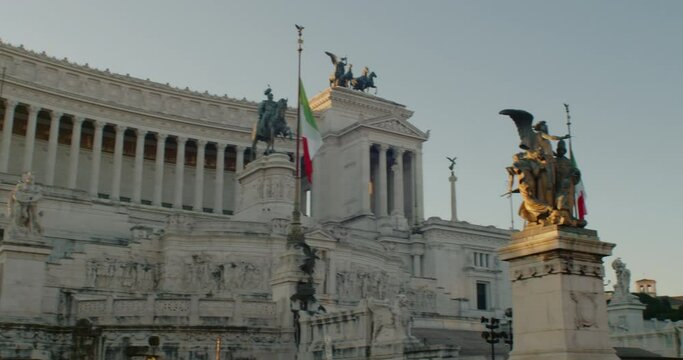 Rome, Italy - January, 08: Early morning view of the  National Monument to Victor Emmanuel II on January 08, 2020
