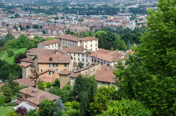 Fototapeta na wymiar Bergamo buildings in Italy with beautiful view