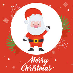 merry christmas santa in circle vector design