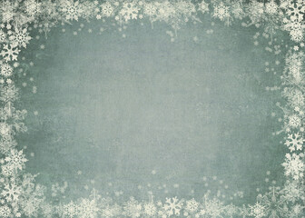Vintage christmas design with white snowflakes, grunge paper background