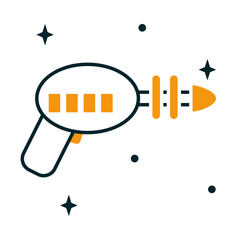 spacial gun with stars around, half line half color style