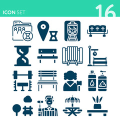 Simple set of 16 icons related to settle