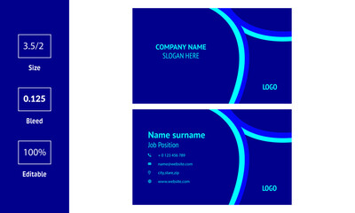 Modern bule business card template illustrator vector ai file.