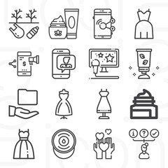 16 pack of apply  lineal web icons set