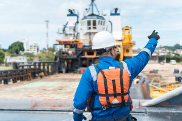 Marine Deck Officer or seaman on deck of vessel or ship