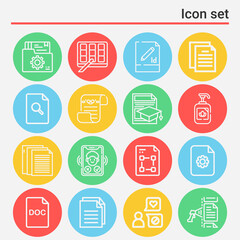 16 pack of resolve  lineal web icons set