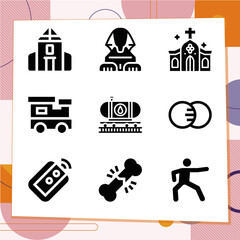 Simple set of 9 icons related to discipline