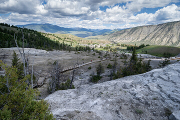 Boardwalks and trails of Mammoth Hot Springs in Yellowstone National Park