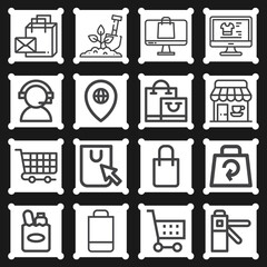 16 pack of mall  lineal web icons set