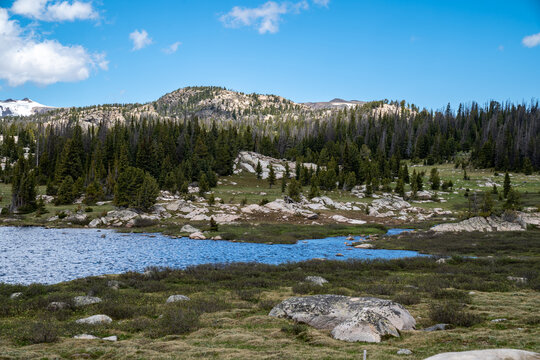 Long Lake, an alpine lake along the Beartooth Highway in Montana and Wyoming