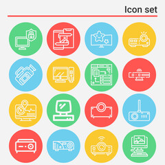 16 pack of circuits  lineal web icons set