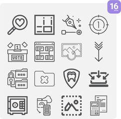 Simple set of count related lineal icons.