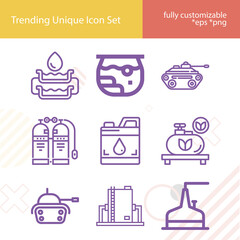 Simple set of tank car related lineal icons.