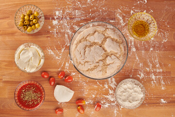 Making italian pizza step by step: ready dough
